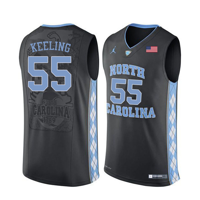 Men #55 Christian Keeling North Carolina Tar Heels College Basketball Jerseys Sale-Black
